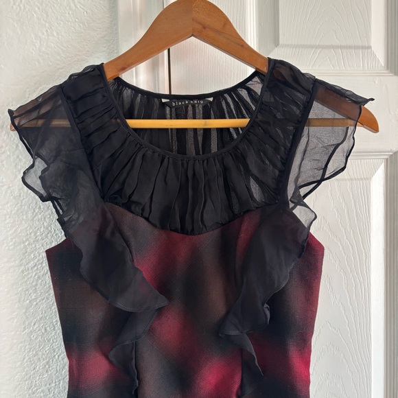 Black Halo Plaid‎ Red Black Dress Lined Size 2 - Picture 3 of 5